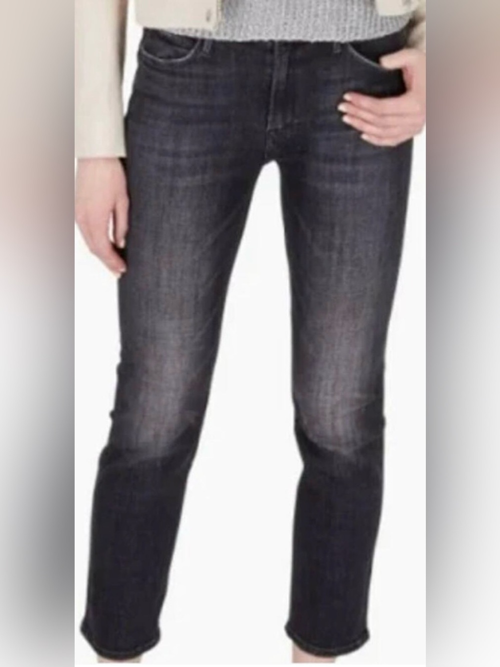 Mother Jeans Mid Rise Dazzler Black Denim Slim Straight Jeans Gray 28